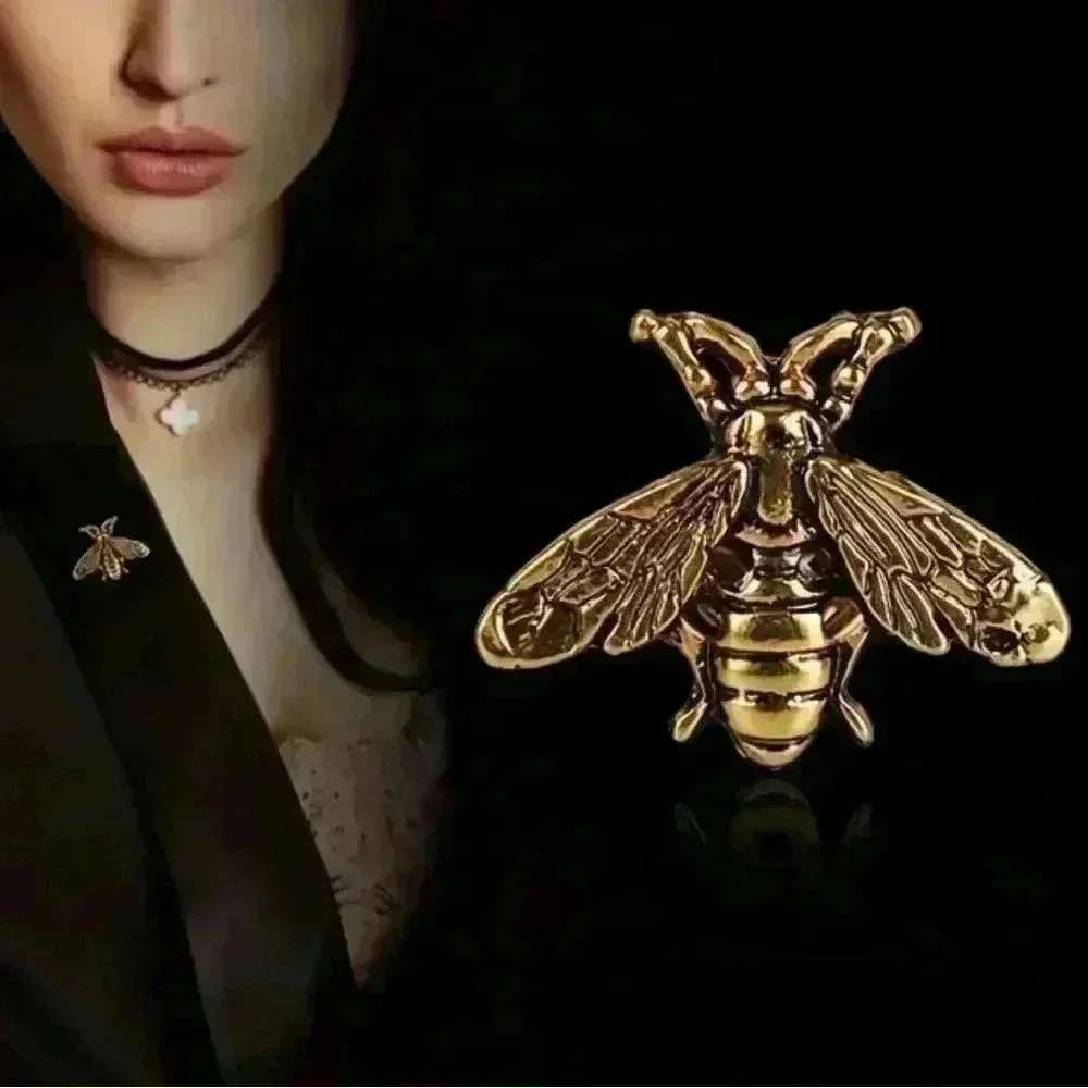 Gold Mini Bee Brooch - Picture 2 of 5